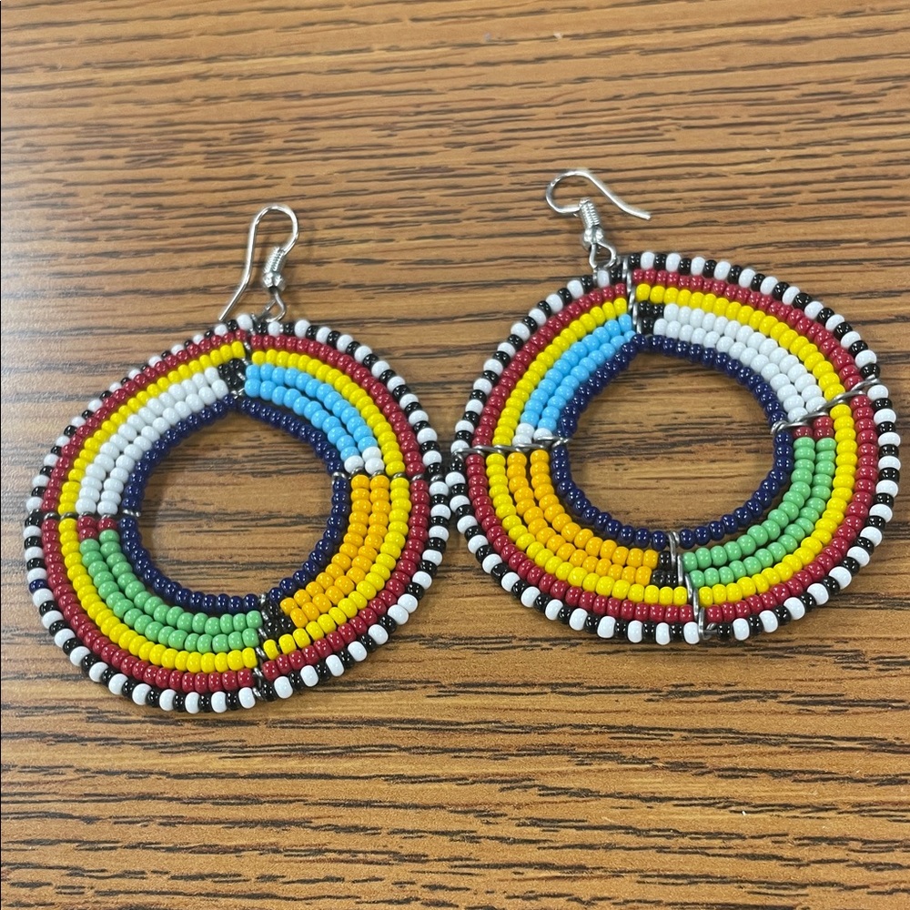 Colorful Beaded Hoop Earrings